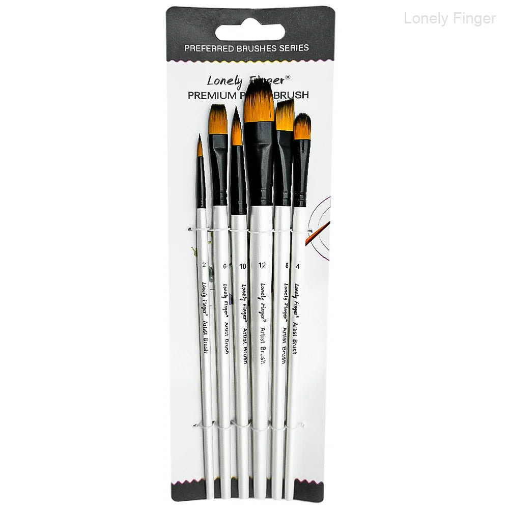 6/24 Paint Brushes for Acrylic Painting, Premium Nylon Bristles with Round, Filbert, Flat, Angle, Fine Detail Brush, Paint Brush