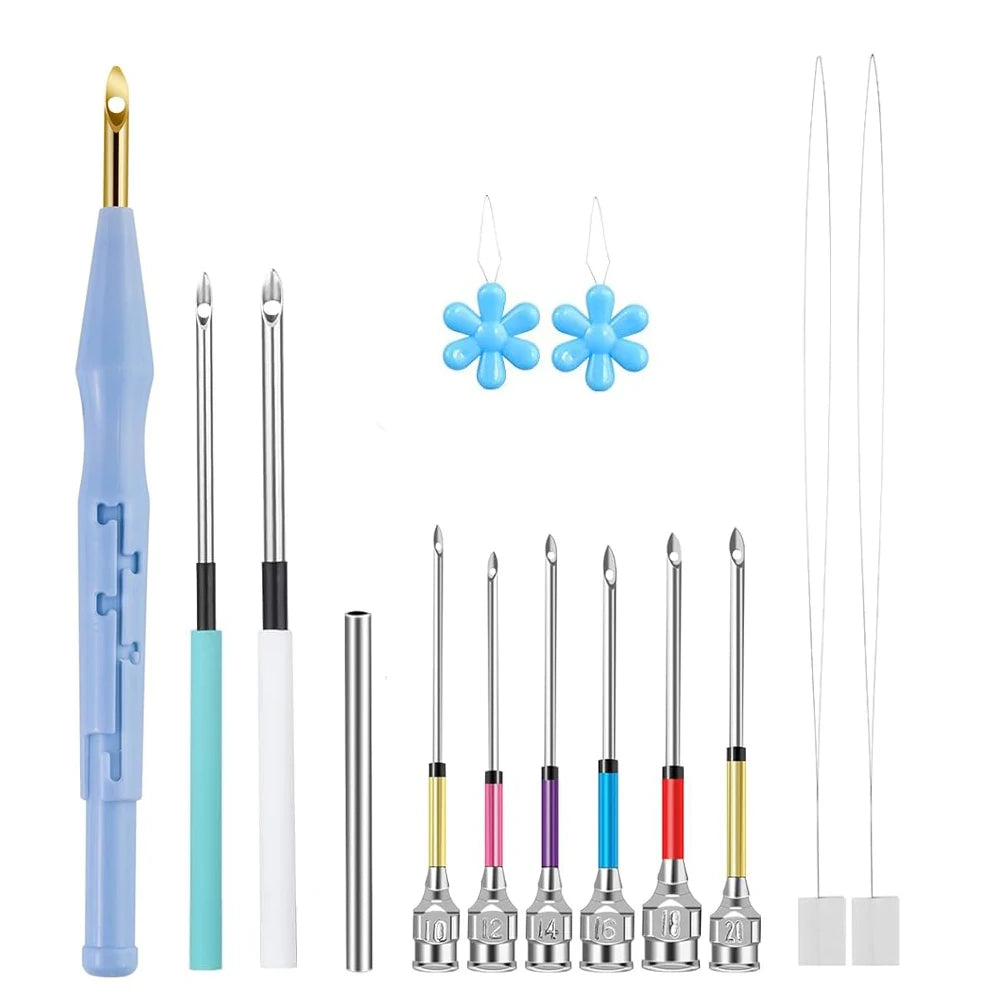 14PCS Punch Needle Set Adjustable Embroidery Punch Needle Pen Tool with Various Size Punch Needle Tool DIY Handmade Crafts