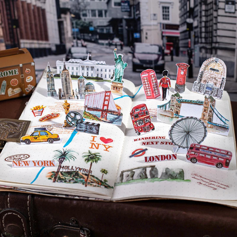 60mm*2m PET Tapes World Travel DIY Scrapbooking Decor Photo Album Collage Junk Journal Materials Aesthetics Stickers