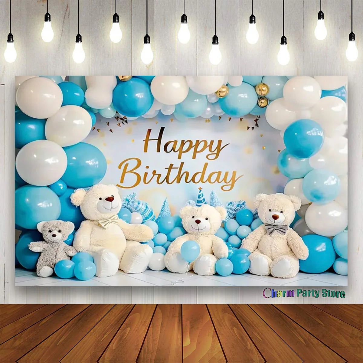 Teddy Bear Colorful Balloons 1st Birthday Backdrop Kids Gifts Baby Shower Oh Baby Background for Photography  Photo Props Studio