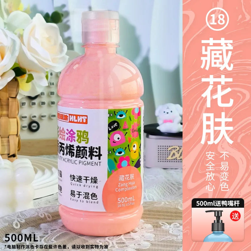 300ml/500ml Acrylic Pigment Macaron Color Long-lasting Color Not Easy To Fade for Stone Canvas Glass Wood Painting Graffiti