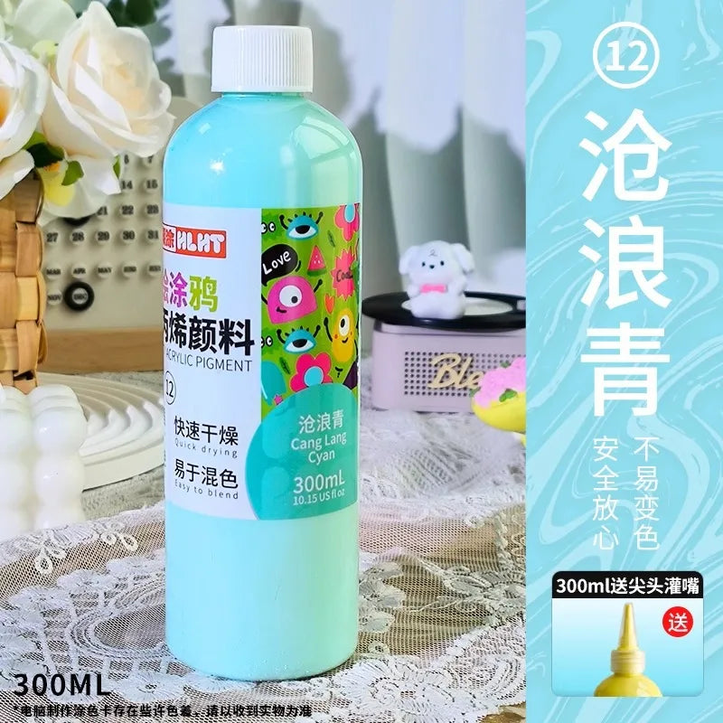 300ml/500ml Acrylic Pigment Macaron Color Long-lasting Color Not Easy To Fade for Stone Canvas Glass Wood Painting Graffiti