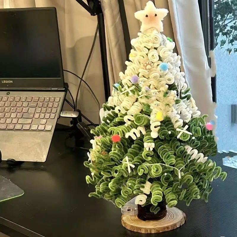 100Pcs Colorful Chenille Stems Pipe Cleaners Plush Tinsel Stem Wired Twist Sticks DIY Hair Flowers Kids Toys Handmade Craft Gift