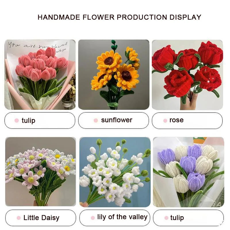 100pcs 30cm Chenille Stems Stick Cleaners Kids Educational Toys Handmade Colorful Chenille Stems Pipe for DIY Craft Supplies