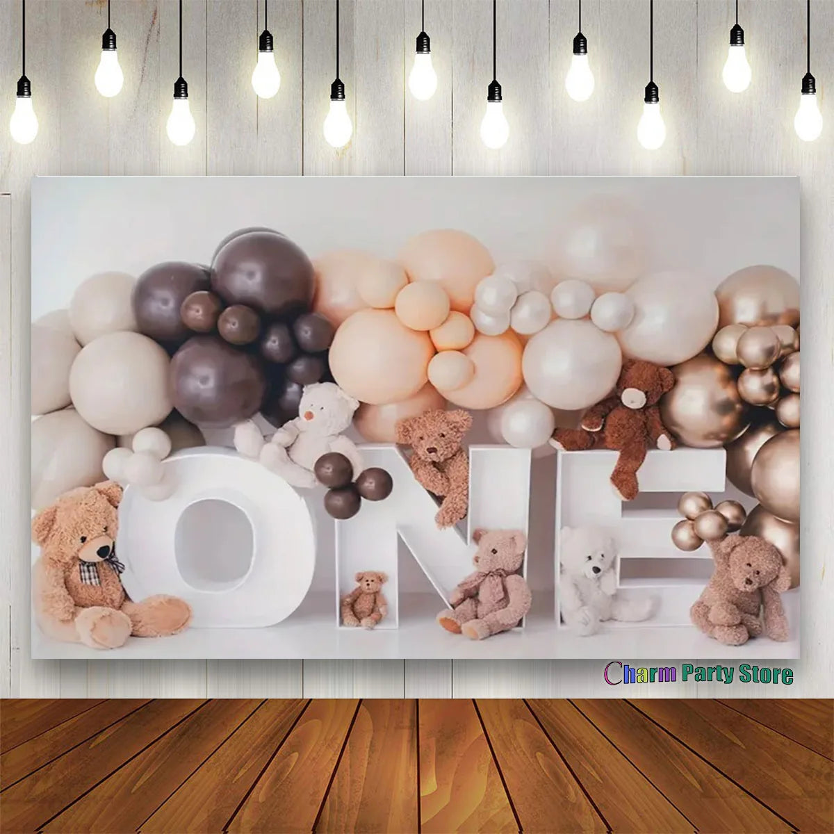 Teddy Bear Colorful Balloons 1st Birthday Backdrop Kids Gifts Baby Shower Oh Baby Background for Photography  Photo Props Studio