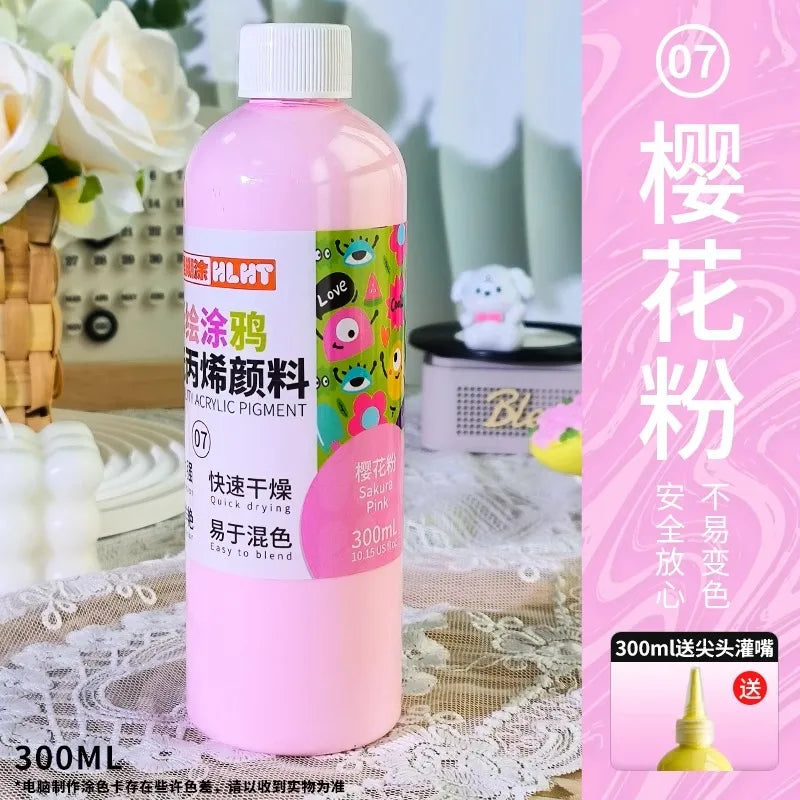 300ml/500ml Acrylic Pigment Macaron Color Long-lasting Color Not Easy To Fade for Stone Canvas Glass Wood Painting Graffiti