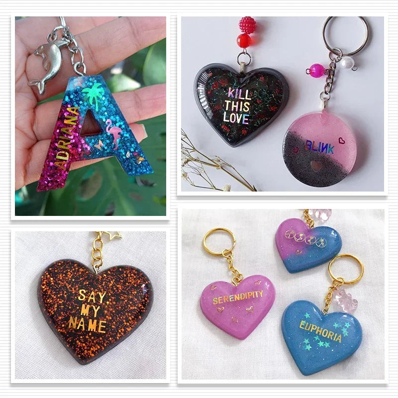 Holographic Glitter English Alphabet Flakes Resin Silicone Mold Filler Laser Letter Sequins For Epoxy Resin Filling Handmade DIY