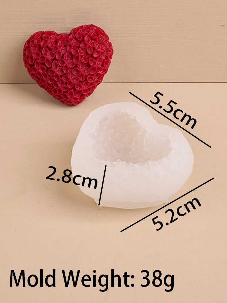 3D Love Flower Silicone Candle Mold DIY Valentine's Day Heart Scented Soap Molds Plaster Resin Chocolate Baking Making Kit