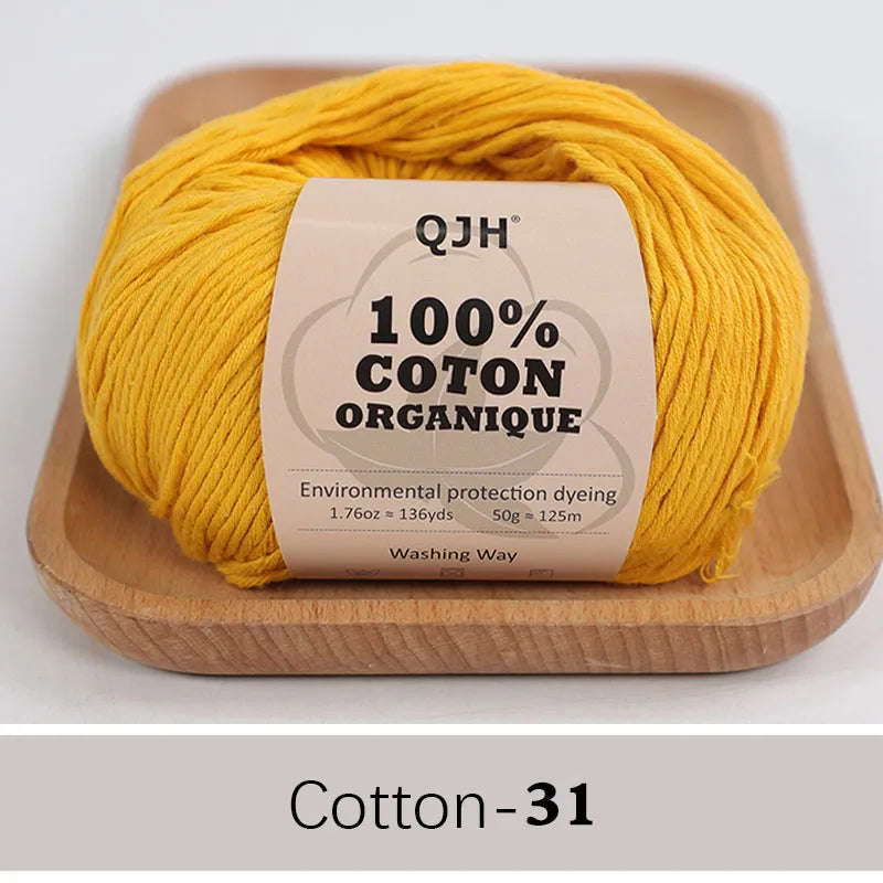 QJH 100% Cotton Yarn, Cotton Baby Sport Weight Yarn, Amigurumi Yarn, Summer Soft Yarn, Crochet/Knitting Yarn - 6 Pcs