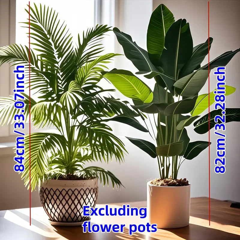 2pcs 82cm Large Scale Simulation Artificial Palm Tree and Banana Leaves Potted Plants Indoor Green Plants Garden Potted Plant