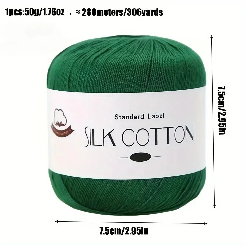 Silk Cotton Yarn - Fine Lace Thread for Crochet, Knitting Sweater,Shawls, Scarves, and DIY Crafts, Soft Durable Yarn 1.76oz/pc