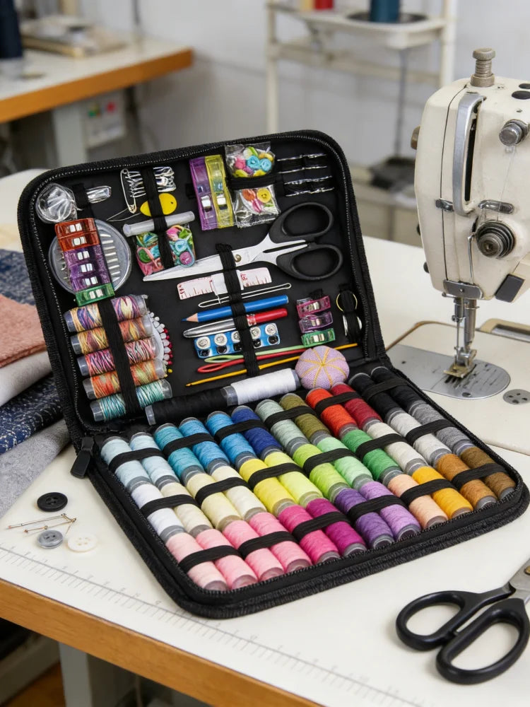 Large capacity portable sewing kit, sewing tool combination set, household multi-color sewing tool set sewing box, travel sewing