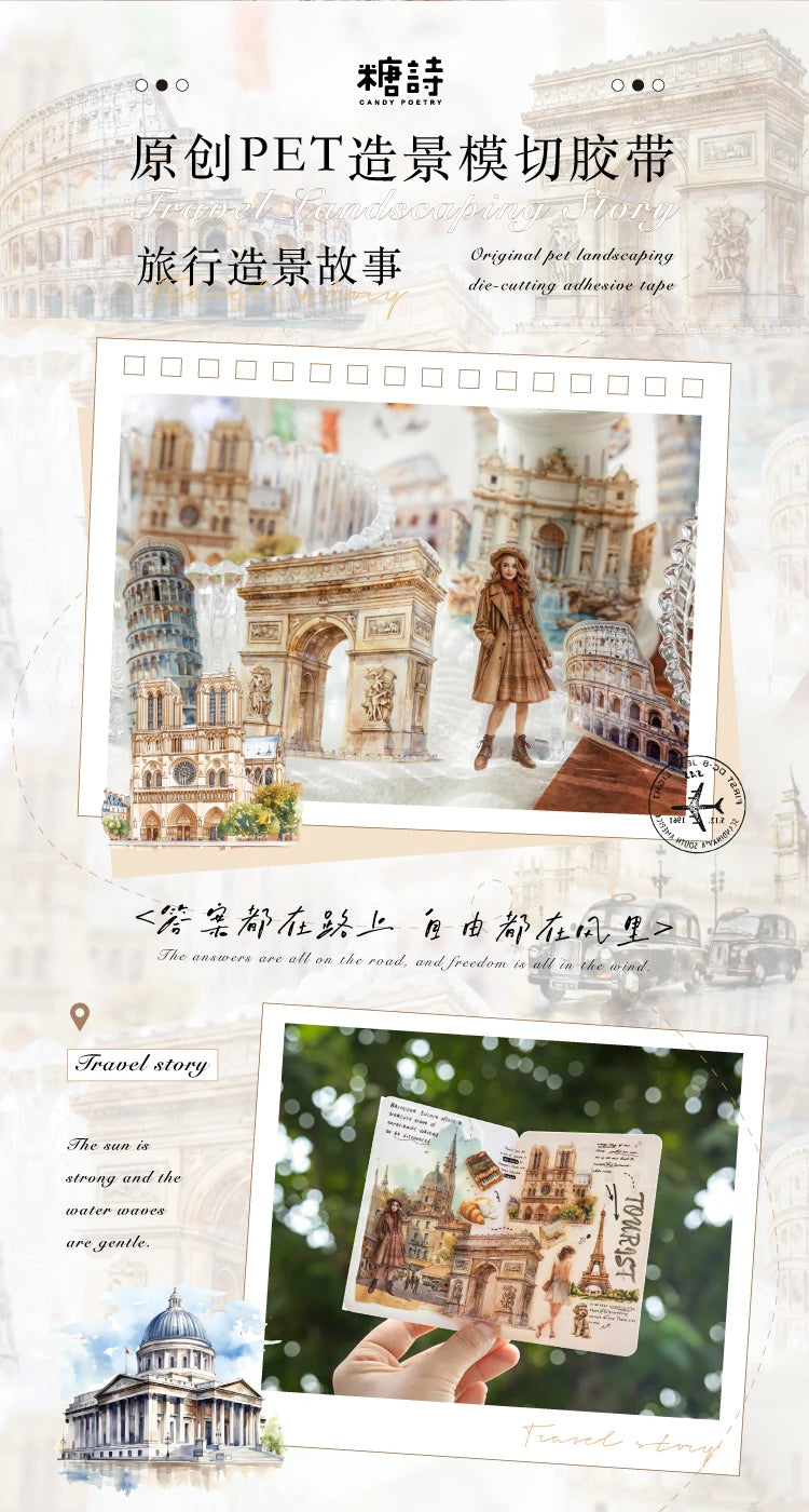 60mm*2m PET Travel Landscape Tape Stickers Creativity Hand Account Adhesive hand made Diy Junk Journal Scrapbooking Supplies