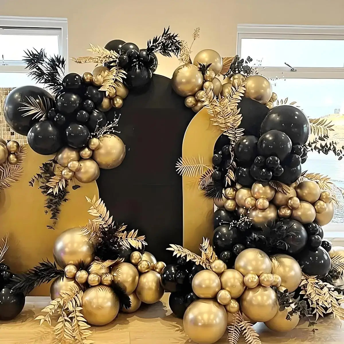 12Inch/10Inch Latex Balls, Black and Gold Balloons, Suitable for Birthday Decorations, Wedding Decorations, Holiday Decorations, Anniversary Atmosphere Arrangements