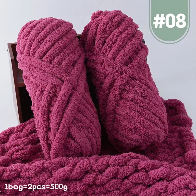 Premium Gradient Cat Tail Yarn 2-Pack - Extra Thick Chenille Plush Yarn 500g