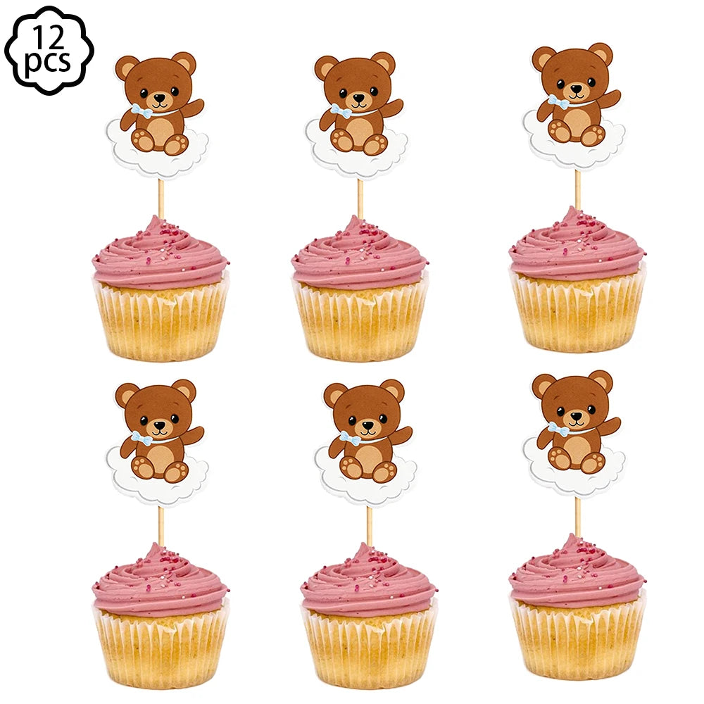 Brown Teddy Bear disposable tableware Teddy Bear party napkins plates cups kids Teddy Bear Birthday Party decoration Baby Shower