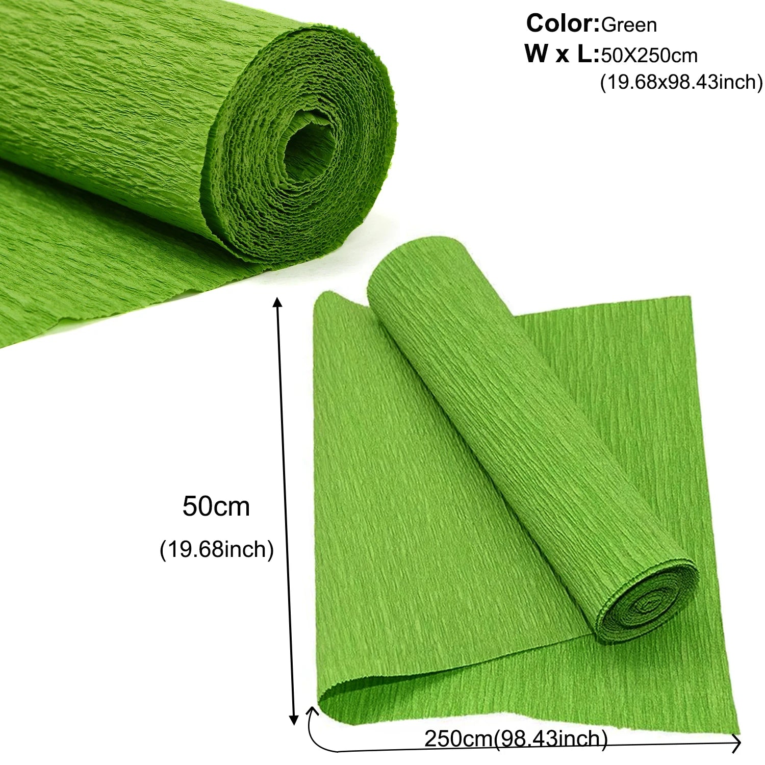 50x250cm 12 Colors Colored Crepe Paper Roll Origami Crinkled Crepe Paper Craft DIY Flowers Decoration Gift Wrapping Paper Craft