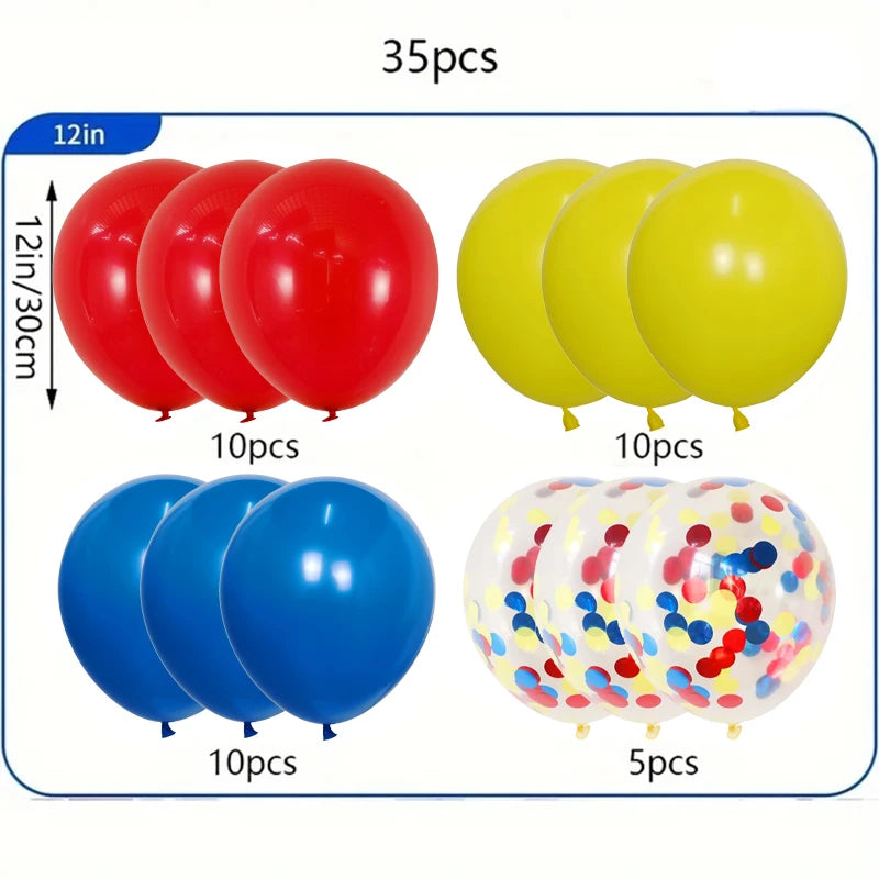 35pcs 12Inch Latex Balloon Carnival Circus Birthday Party Balloons for Boys Baby Shower Weddings Party Decorations Air Globos