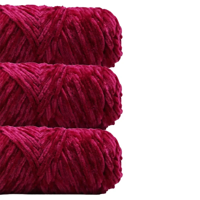 3 Pack Edelweiss DIY Material Pleuche Chenille Yarn Gold Luster Velvet Knitting Woven for Pendant / Sweater 300g 540m