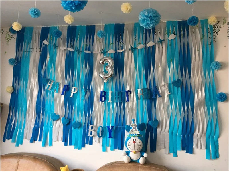 5x250cm Roll Crinkled Crepe Paper decorative Flower for easter children's day party kid child DIY handmade creative papers