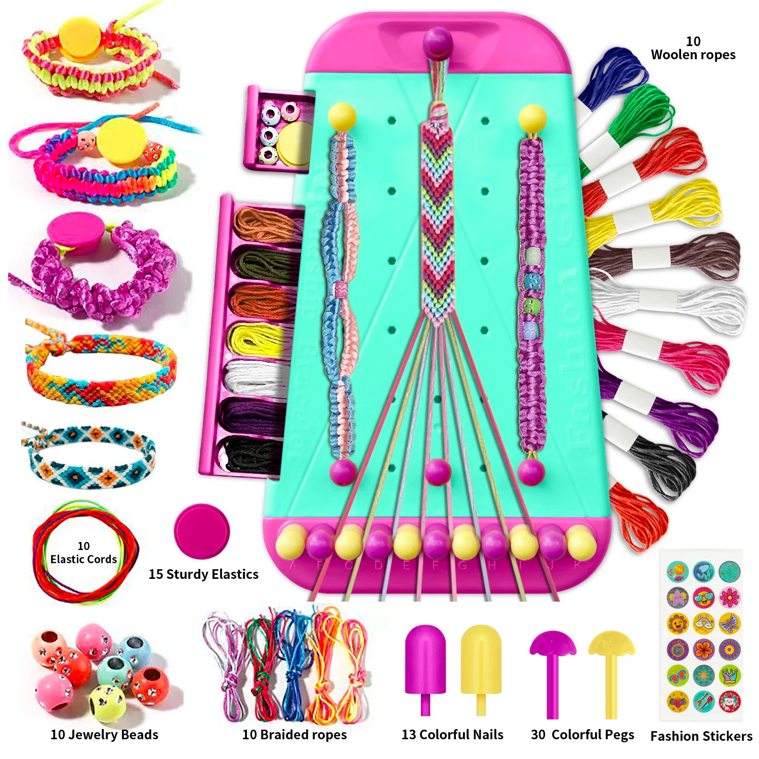 Handmade Knitting Tool Bracelet Crafting Kit, Children's DIY Friendship Bracelets and Necklaces