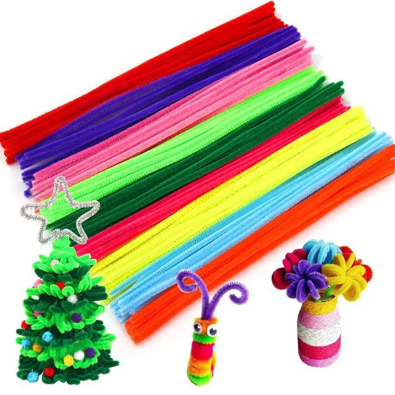 100pcs DIY Chenille Stems Toys Strips Twist Bar anvil Wire craft Pipe Creative hobby Children Plush Stick Chenille Stick