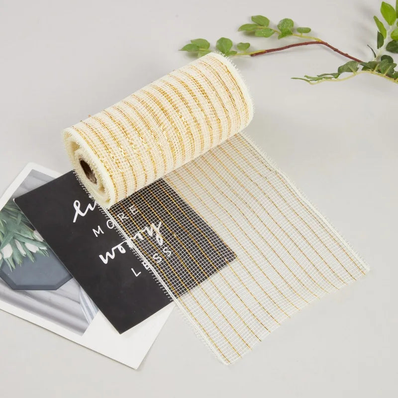 10Yards Christmas Red White Mesh Candy Cane Decoration Tulle Roll DIY Xmas Tree Ribbon Wreath Bow Wrapping Party New Year Gift