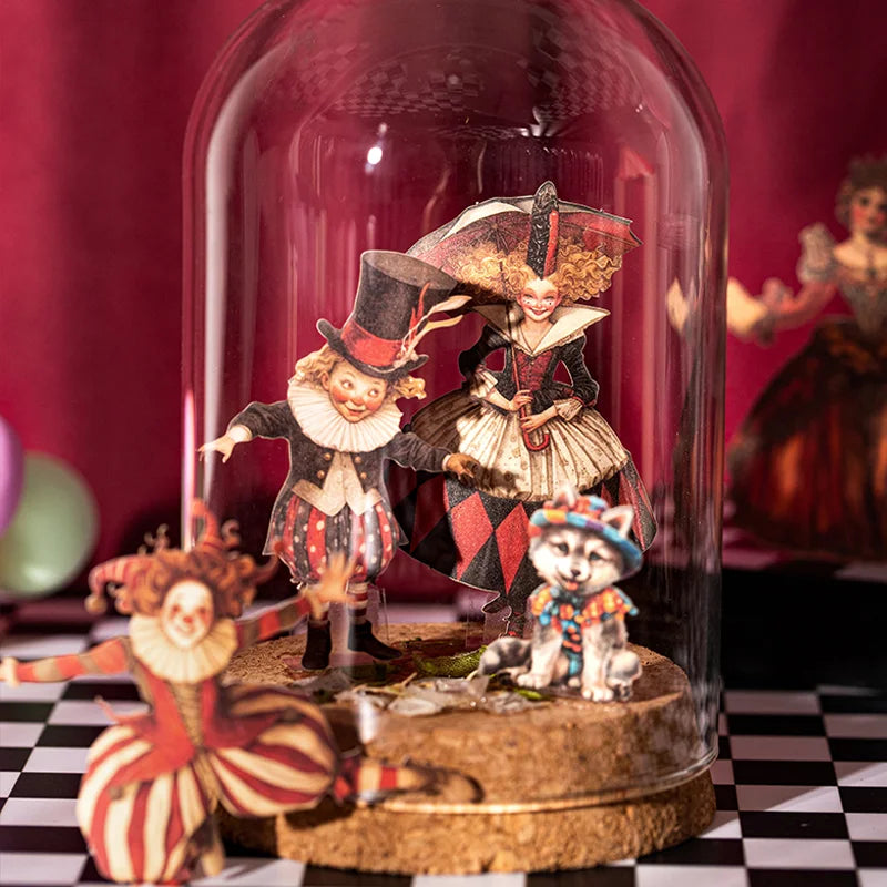 Mr. Paper Carnival Party Stickers 15pcs - Circus Diorama Card Decals, Creative Journal Collage, Themed Diary Decor DIY Scrapbook