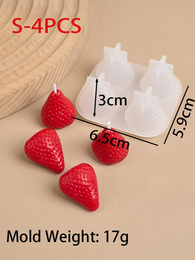 3D Strawberry Aromatherapy Candle Silicone Mold DIY Handmade Romantic Scented for Valentine's Day Party Home Decor Birthday Gift