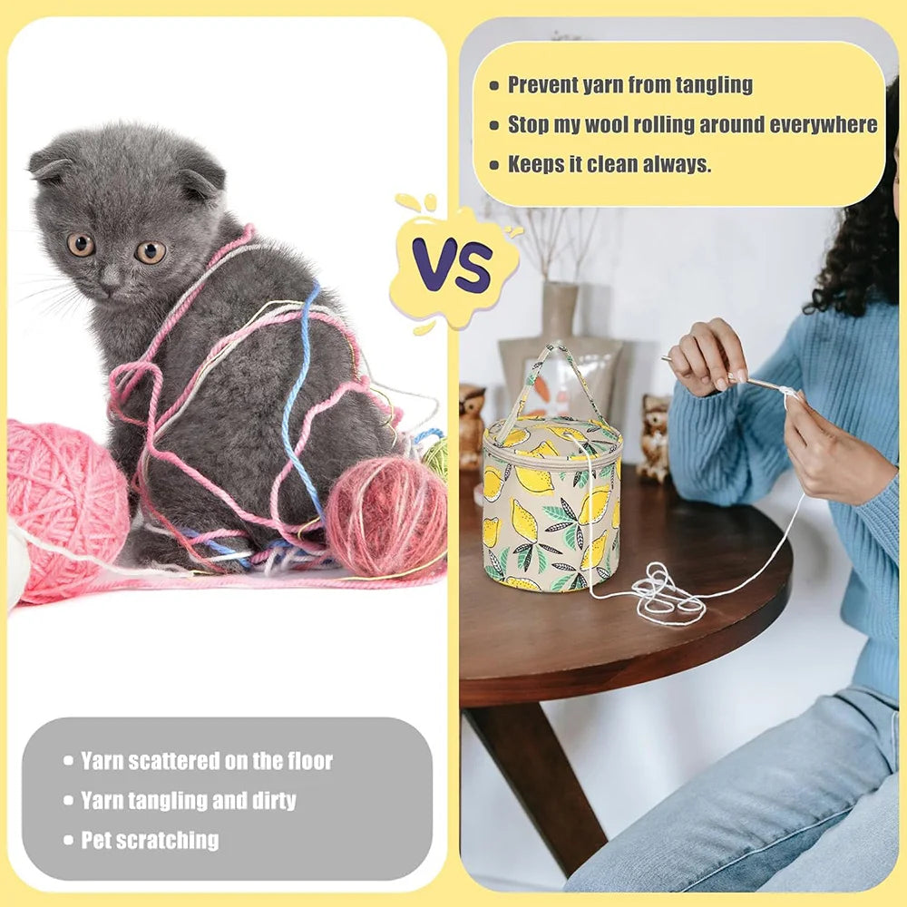 Small Yarn Bag With Holes,Portable Knitted Wool Yarn Storage Case,Crochet Thread Sewing Accessories Perfect for Travel,Beginner