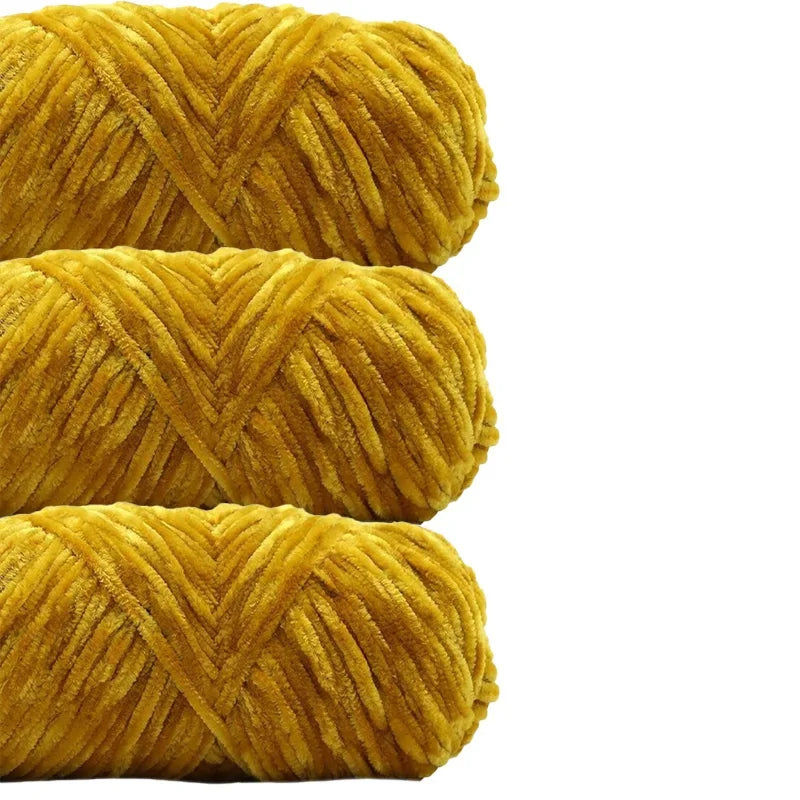 3 Pack Edelweiss DIY Material Pleuche Chenille Yarn Gold Luster Velvet Knitting Woven for Pendant / Sweater 300g 540m