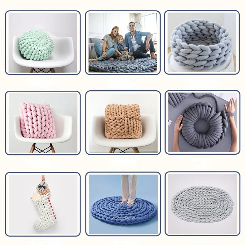 1KG Thick Super Bulky Chunky Yarn for Hand Knitting Crochet Soft Big Cotton DIY Arm Knitting Roving Spinning Yarn for Blanket