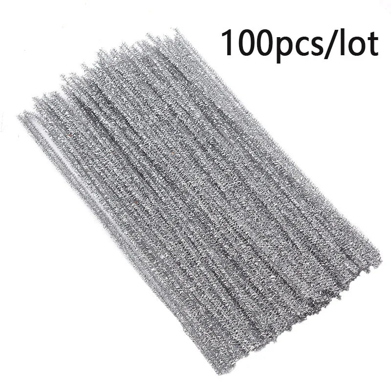100pcs Colorful Chenille Stems Stick Toys DIY Strips for Simulation Flowers Christmas Tree Handmade Kids Educational Toys DIY