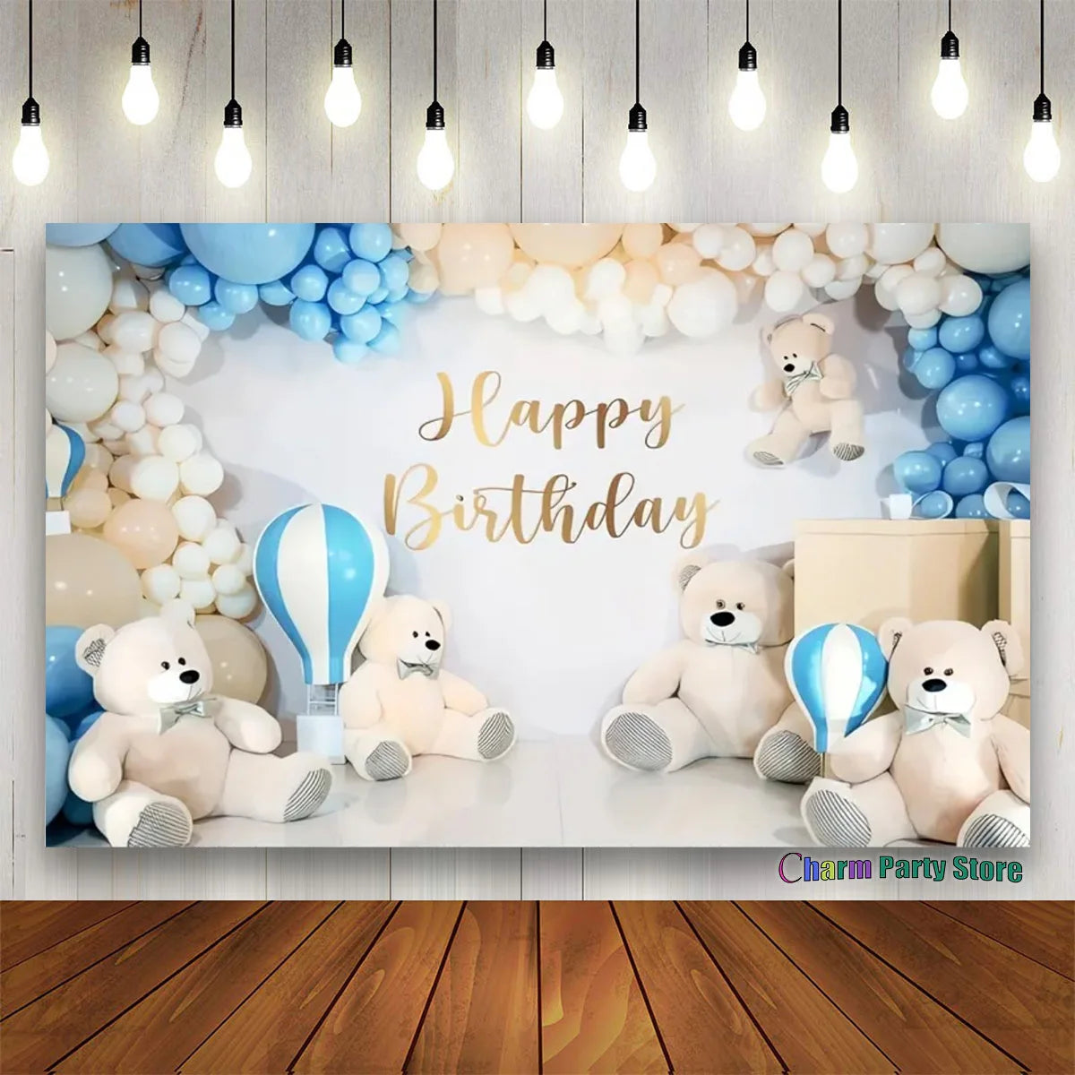 Teddy Bear Colorful Balloons 1st Birthday Backdrop Kids Gifts Baby Shower Oh Baby Background for Photography  Photo Props Studio