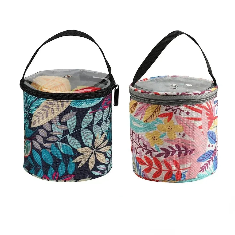 Portable Round Yarn Storage Bags Knitting Wool Organizer Crochet Sewing Needles Handbag Weave Tools Accessories Barrels