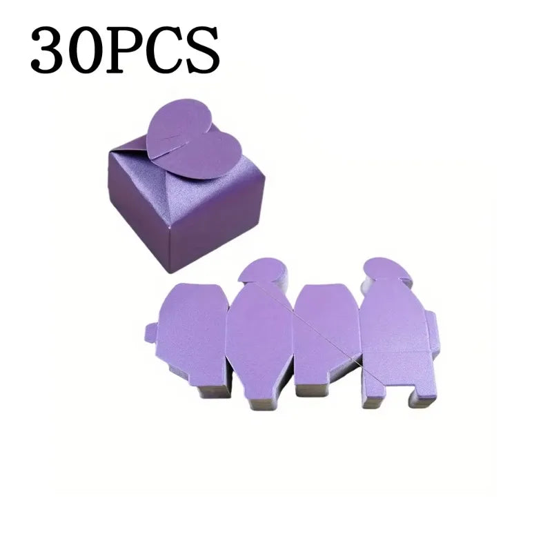 10/30/50Pcs Colorful Heart-shaped Candy Gift Box Wedding Favor Chocolate Packaging Box Birthday Valentine's Day Party Supplies