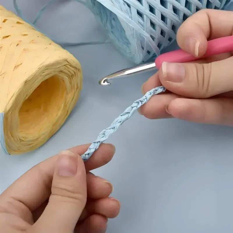 100M Natural Raffia Straw Yarn for Knitting Crocheting Paper Threads Friendly Paper Yarn DIY Handmade Summer Sunhat Beach Bag