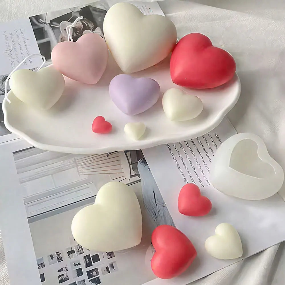 1-2pcs Love Scent Candle Mold for Candle Making Kit Heart Silicone Ceramic Resin Molds DIY Bag Pendant Gifts Wedding Party Decor
