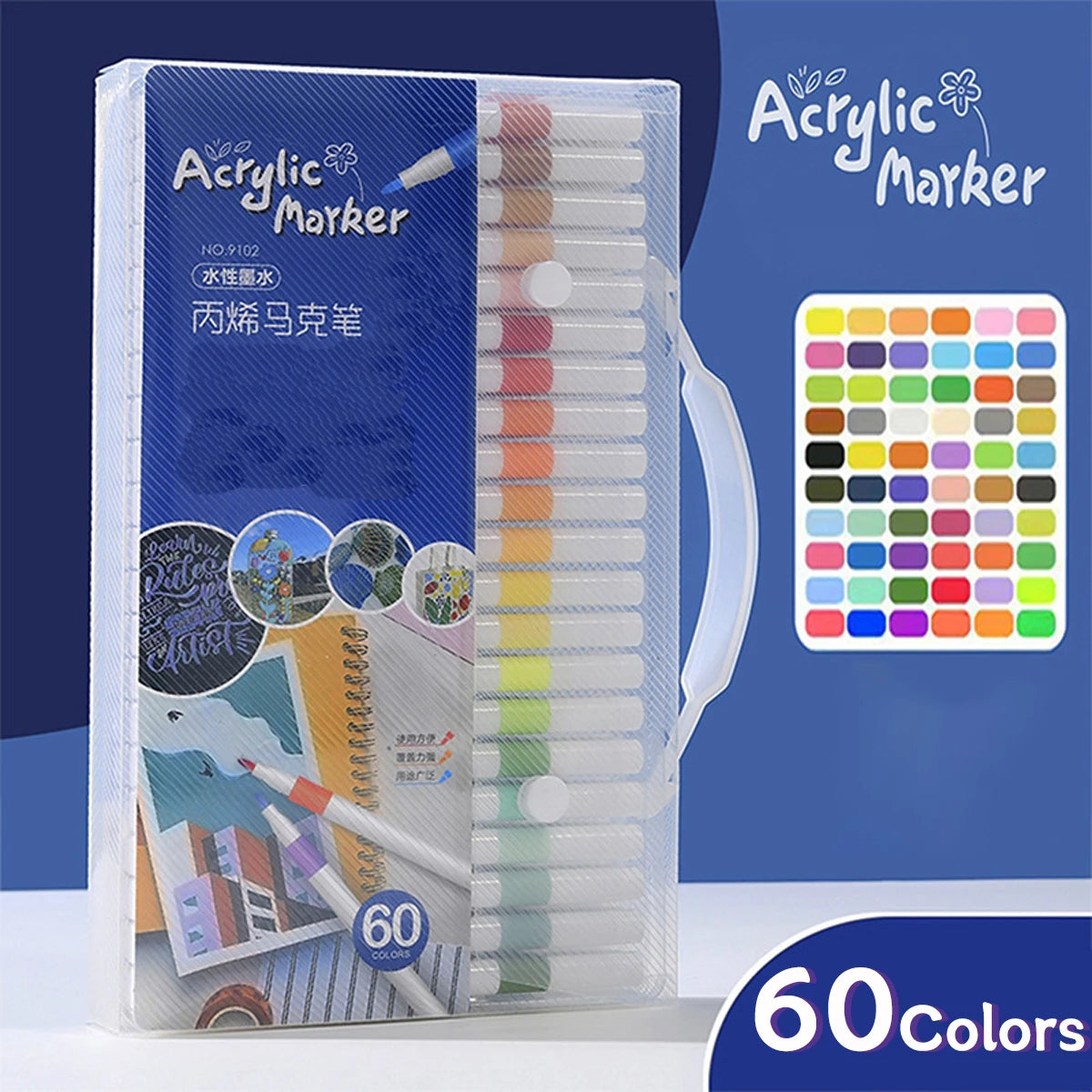 Acrylic Marker 12-80 Colors Pen Set for Draw Sketching Paint Art Markers Graffiti Stone Ceramic Glass Wood DIY Crafts Supplies