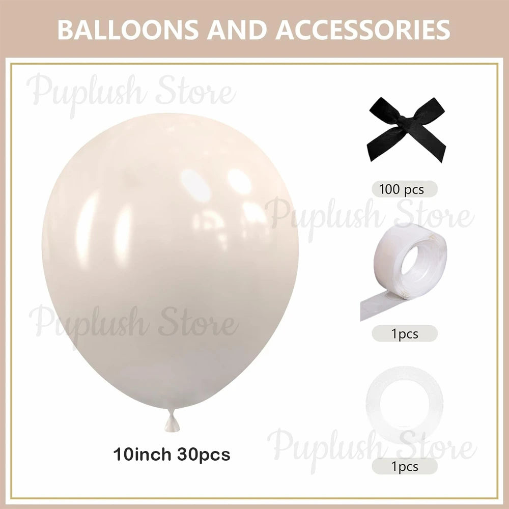 30Pcs Latex Balloons with Black Bow Coquette Bow Themed DIY Balloons Set for Boho Wedding Baby Shower Girls Birthday Party Decor