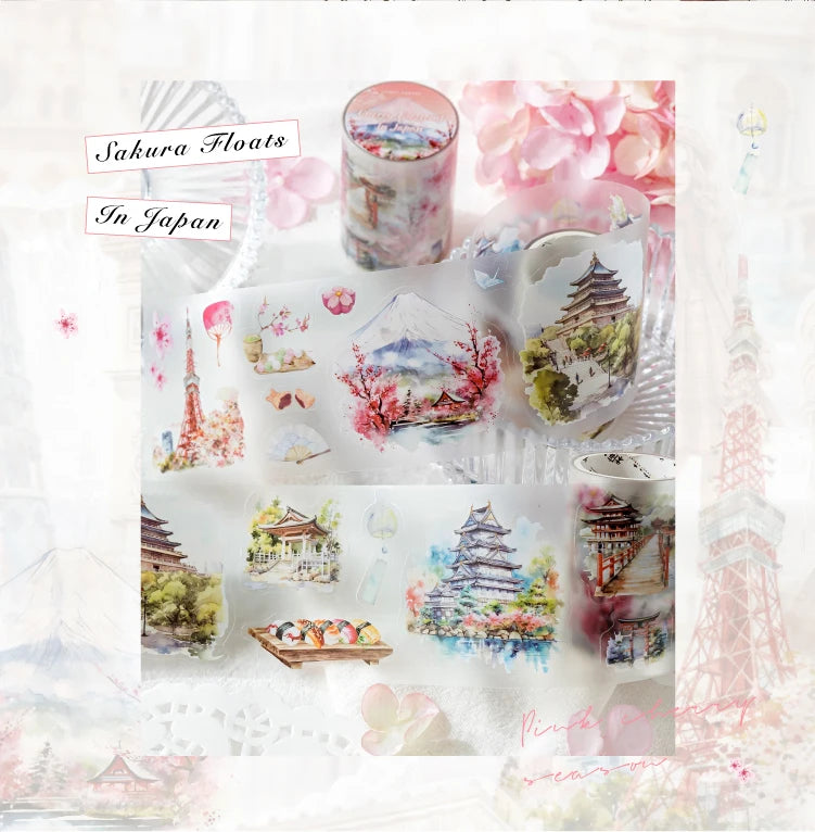 60mm*2m PET Travel Landscape Tape Stickers Creativity Hand Account Adhesive hand made Diy Junk Journal Scrapbooking Supplies