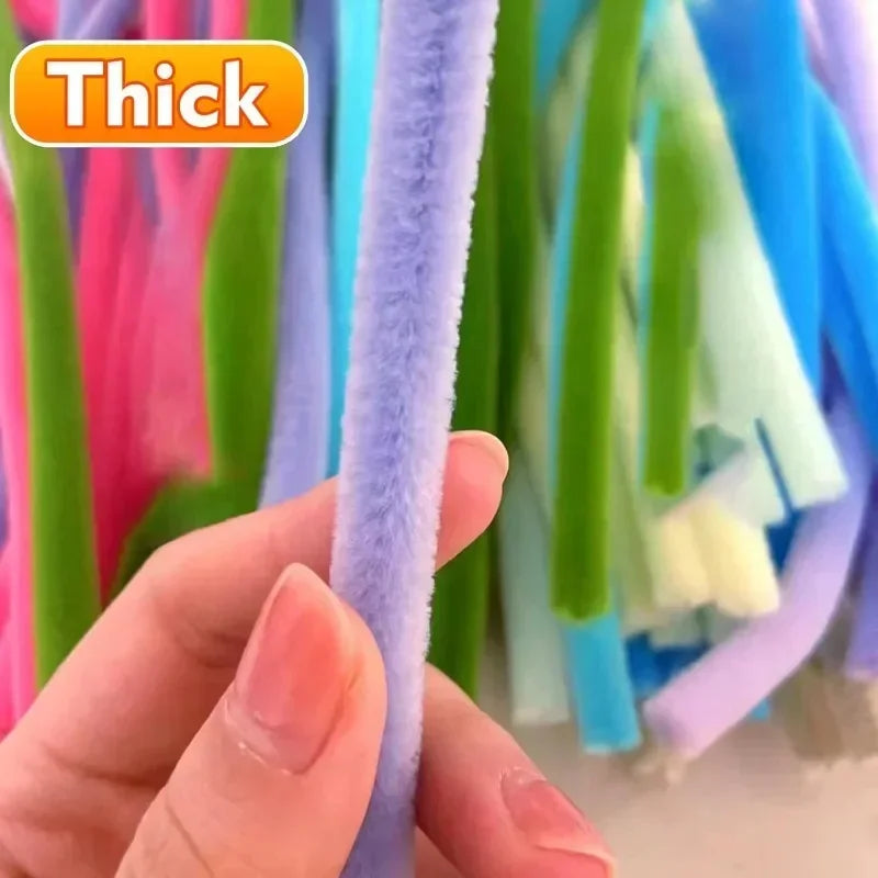 Wholesale Colorful Chenille Stems Pipe Cleaners Plush Tinsel Stem Wired Sticks Twist Stick Hair Strip DIY Craft Educational Toys