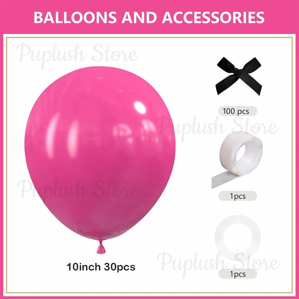 30Pcs Latex Balloons with Black Bow Coquette Bow Themed DIY Balloons Set for Boho Wedding Baby Shower Girls Birthday Party Decor