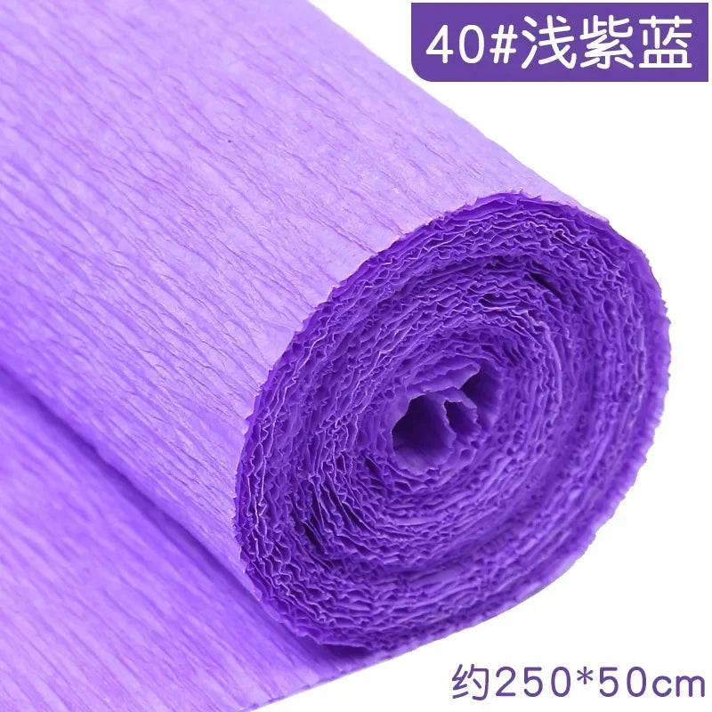 1Pcs 50x250cm Colored Crepe Paper Craft DIY Flowers Decoration Gift Wrapping Paper Craft Roll Origami Handmade Crinkled Paper