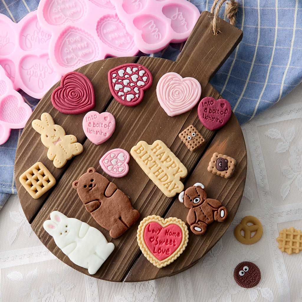 VERIDIAN Waffle Biscuit Silicone Molds Bunny Bear Chocolate Fondant Cake Mold Baking Accessories Cake Decoration Accessories