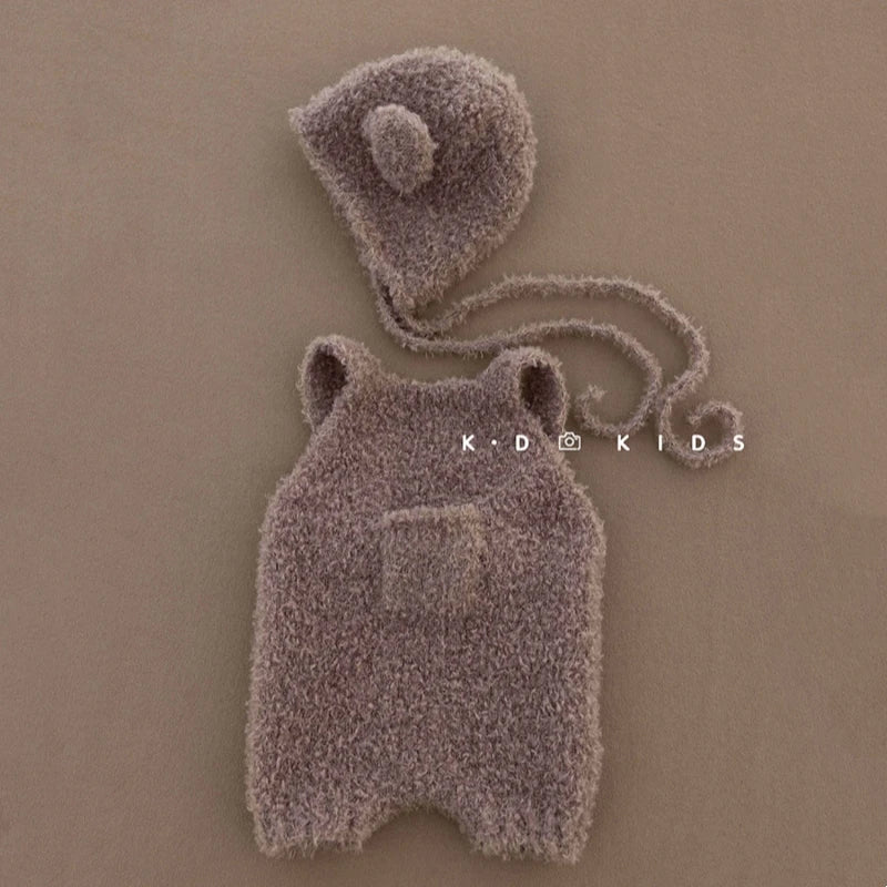 Lovely Bear Doll Balloon Prop Baby Photography decoration Handmade Knitted Animal Infant Toys Brown Mohair Dolls Studio Shooting