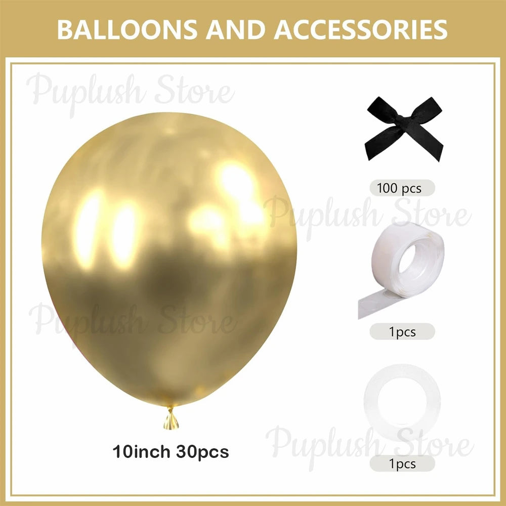 30Pcs Latex Balloons with Black Bow Coquette Bow Themed DIY Balloons Set for Boho Wedding Baby Shower Girls Birthday Party Decor