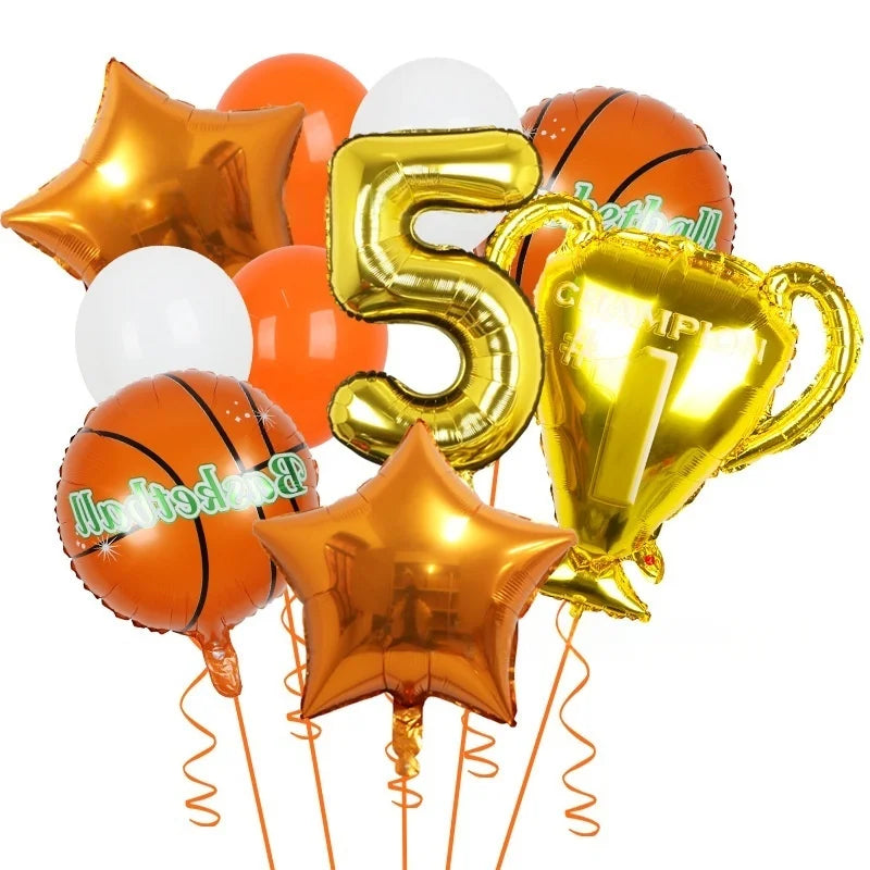 10pcs basketball Balloons Birthday Party Decorations Kids Boy Set Trophy Balloon Sports Air Balls Party Decorations Baby Shower