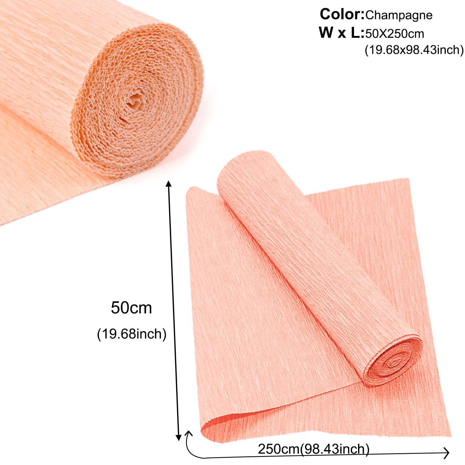 50x250cm 12 Colors Colored Crepe Paper Roll Origami Crinkled Crepe Paper Craft DIY Flowers Decoration Gift Wrapping Paper Craft