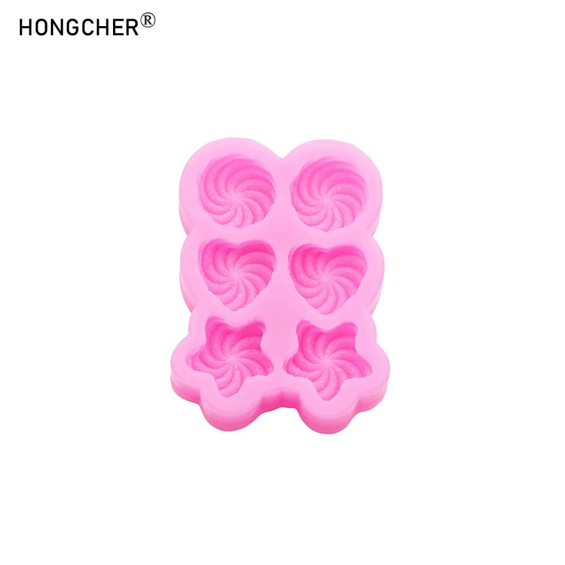 Swirl Heart Pentagram Round Candy Silicone Mold Handmade DIY Hair Clip Materials Resin Accessories Crafting Mold